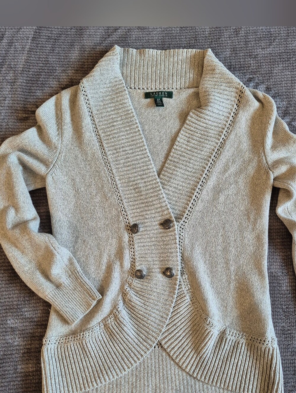 Lauren Ralph Lauren Women's 100% Cotton Knit Sailing Collegiate Cardigan Sm